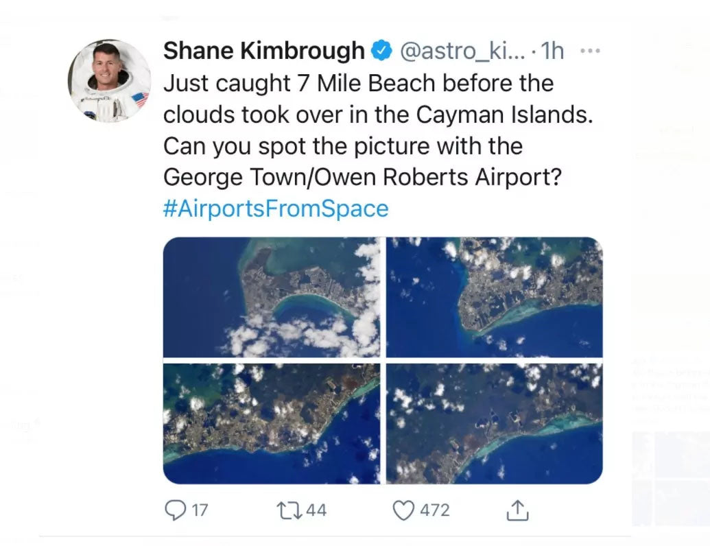 Shane Kimbrough Astronaut captures Cayman from the International Space Station
