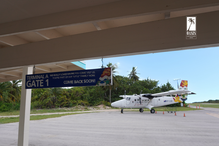 A small Cayman Airways Express plane at the Little Cayman airstrip