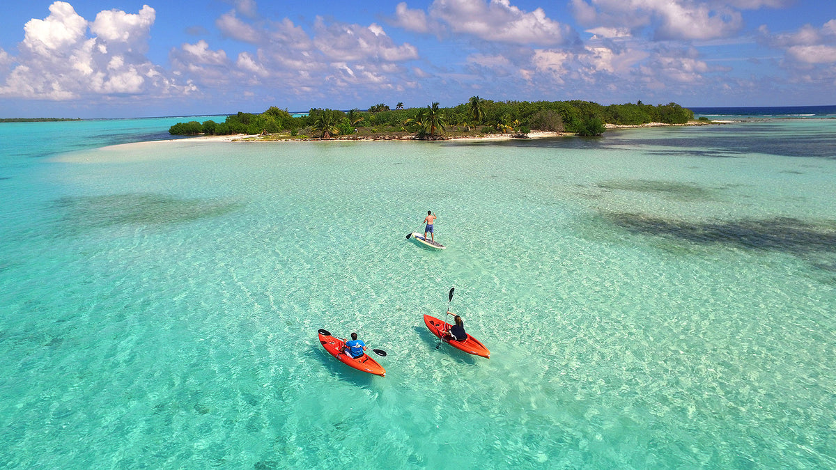 Clear turquoise water and island life by Owen Island, Little Cayman